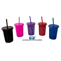 VASO PONY 16 OZ CON TAPA, VASO Y POPOTE DEL MISMO COLOR.  VARIEDAD EN COLORES