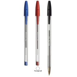 BOLIGRAFO PUNTO MEDIANO, CON 3 PIEZAS, COLOR DE TINTA NEGRO, AZUL Y ROJO