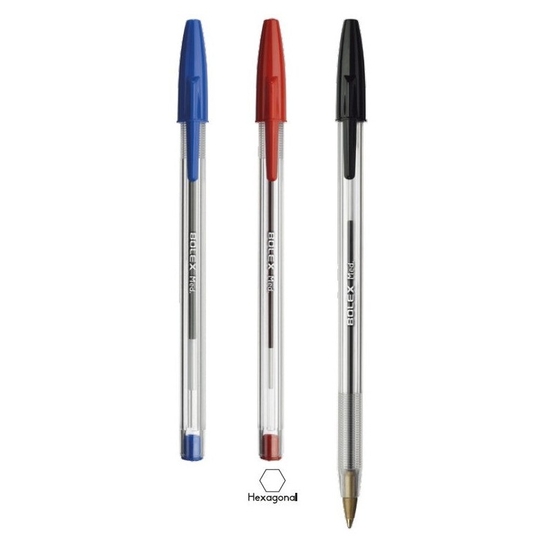 BOLIGRAFO PUNTO MEDIANO, CON 3 PIEZAS, COLOR DE TINTA NEGRO, AZUL Y ROJO