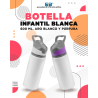 BOTELLA DE ALUMINIO INFANTIL BLANCA CON ARO DE COLOR 600 ML
