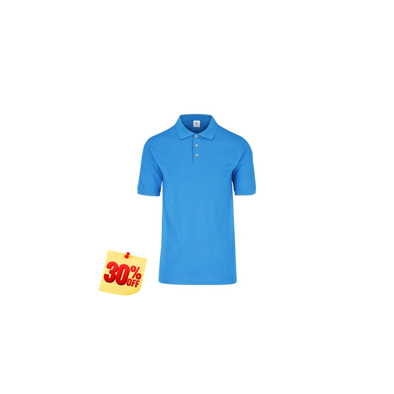 PLAYERA POLO 50% POLIESTER, 50% ALGODON/PREM 230GR HOMBRE AZUL TURQUESA TALLA S YTISPA