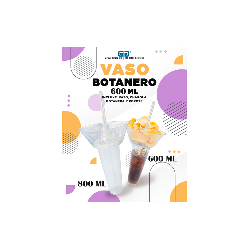 VASO BOTANERO CON POPOTE CAPACIDAD 600 ML