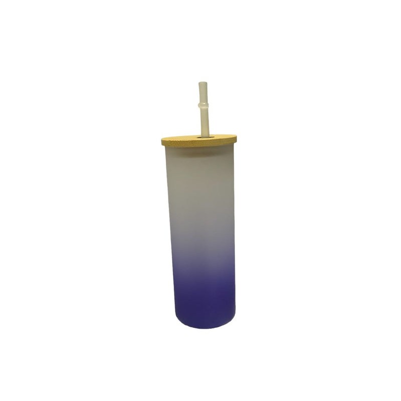 VASO VIDRIO ESMERILADO DEGRADADO AZUL OSCURO 17 OZ PARA SUBLIMAR