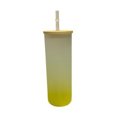 VASO VIDRIO ESMERILADO DEGRADADO AMARILLO 17 OZ PARA SUBLIMAR