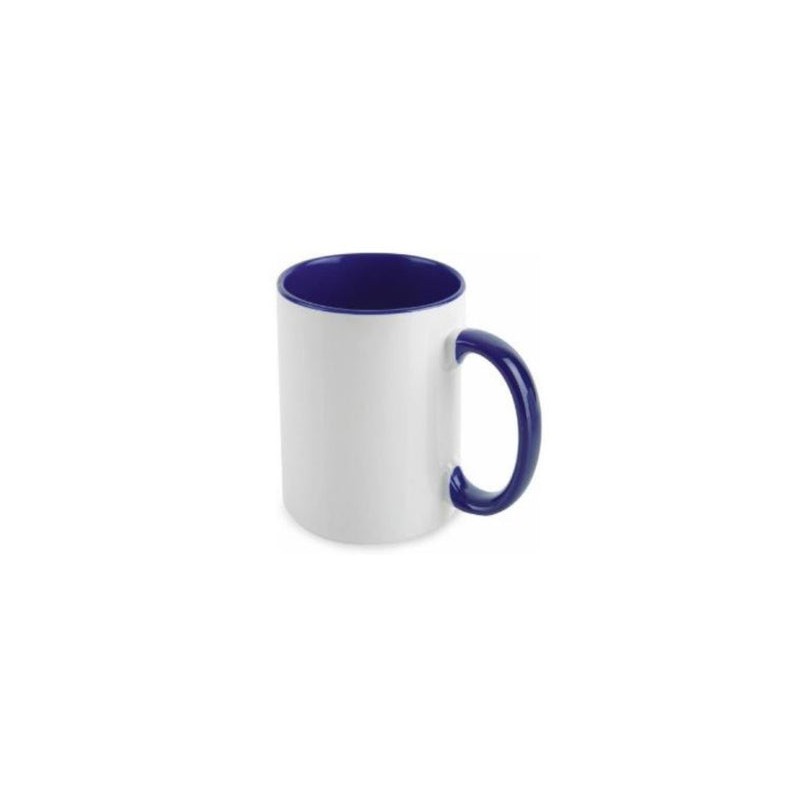 TAZA BLANCA INTERIOR Y ASSA AZUL OSCURO 15 OZ