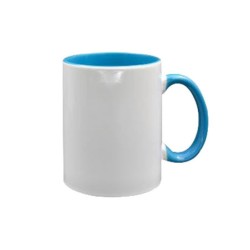 TAZA BLANCA INTERIOR Y ASA AZUL CIELO 15 OZ