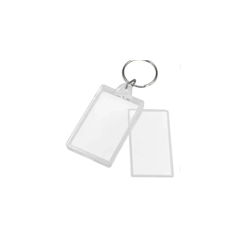 LLAVERO RECTANGULAR ACRILICO TRANSPARENTE ENVASADO INDIVIDUAL FOTO 330X450MM