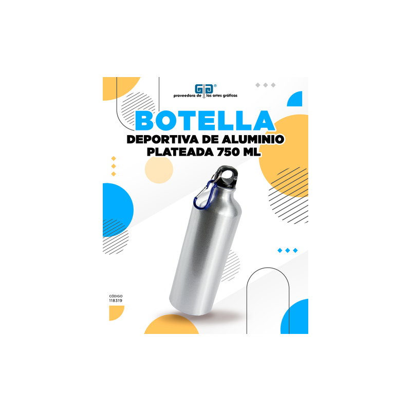 BOTELLA DE ALUMINIO PLATEADA DEPORTIVA PARA SUBLIMAR 750 ML SUBLIMACION ENCOGRAPHICS