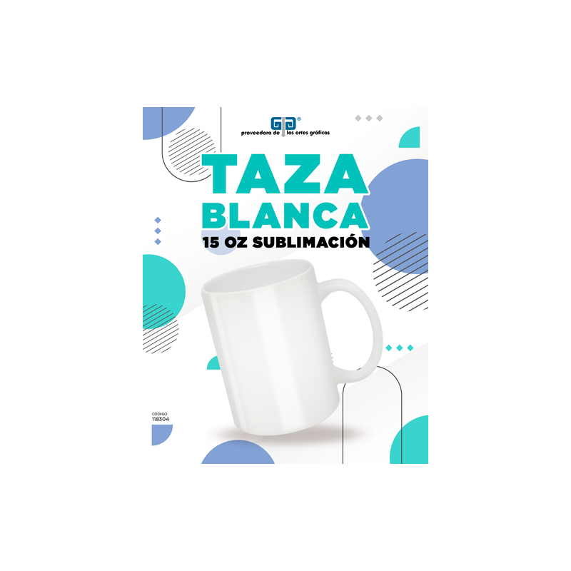 TAZA BLANCA 15 OZ PARA SUBLIMAR 443 ML SUBLIMACION ENCOGRAPHICS
