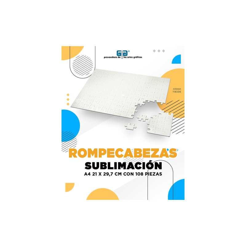 ROMPECABEZAS TAMAÑO A4 O 21 x 29,7 cm CON 108 PIEZAS PARA SUBLIMAR BLANCO SUBLIMACION ENCOGRAPHICS