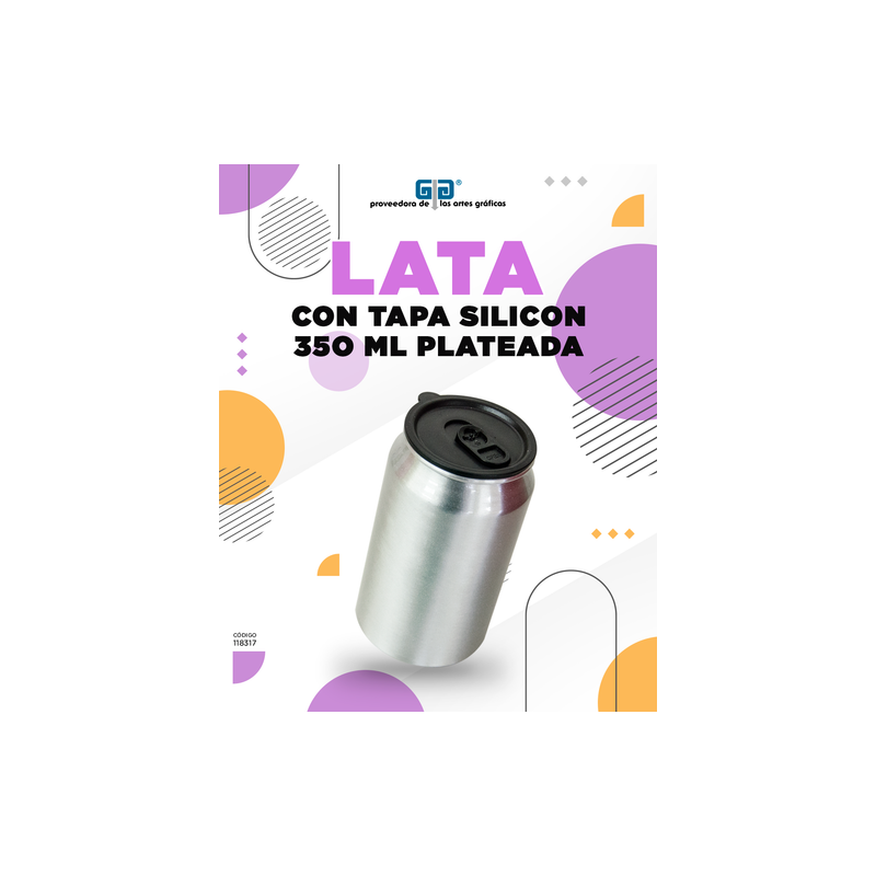LATA DE ALUMINIO PLATEADA CON TAPA SILICON PARA SUBLIMAR 350 ML SUBLIMACION ENCOGRAPHICS