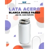 LATA DE ALUMINIO INOXIDABLE BLANCA DOBLE PARED CON POPOTE PARA SUBLIMAR 280 ML SUBLIMACION ENCOGRAPHICS