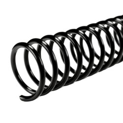 ESPIRAL PLASTICO 30MM  	COLOR NEGRO	1 1/4"	PULGADAS	CAPACIDAD PARA	250	HOJAS	PAQUETE CON 25 TIRAS DE ESPIRALES	PASO 3:1, 3 PERFO