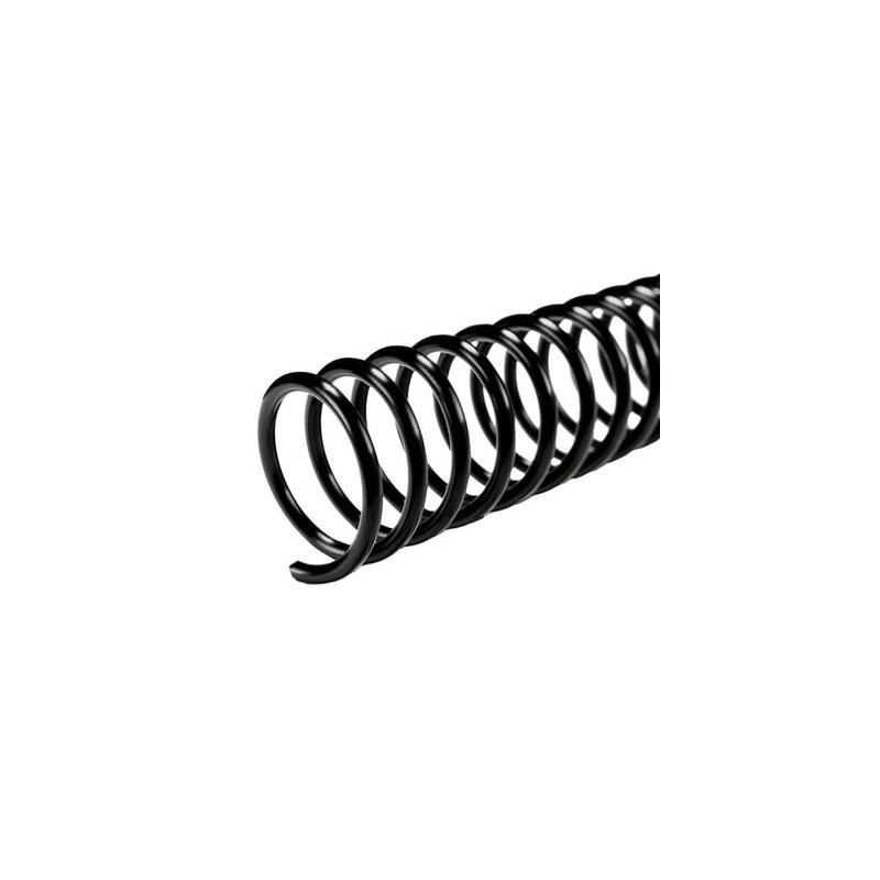 ESPIRAL PLASTICO 25MM  	COLOR NEGRO	1"	PULGADAS	CAPACIDAD PARA	220	HOJAS	PAQUETE CON 25 TIRAS DE ESPIRALES	PASO 3:1, 3 PERFORACI