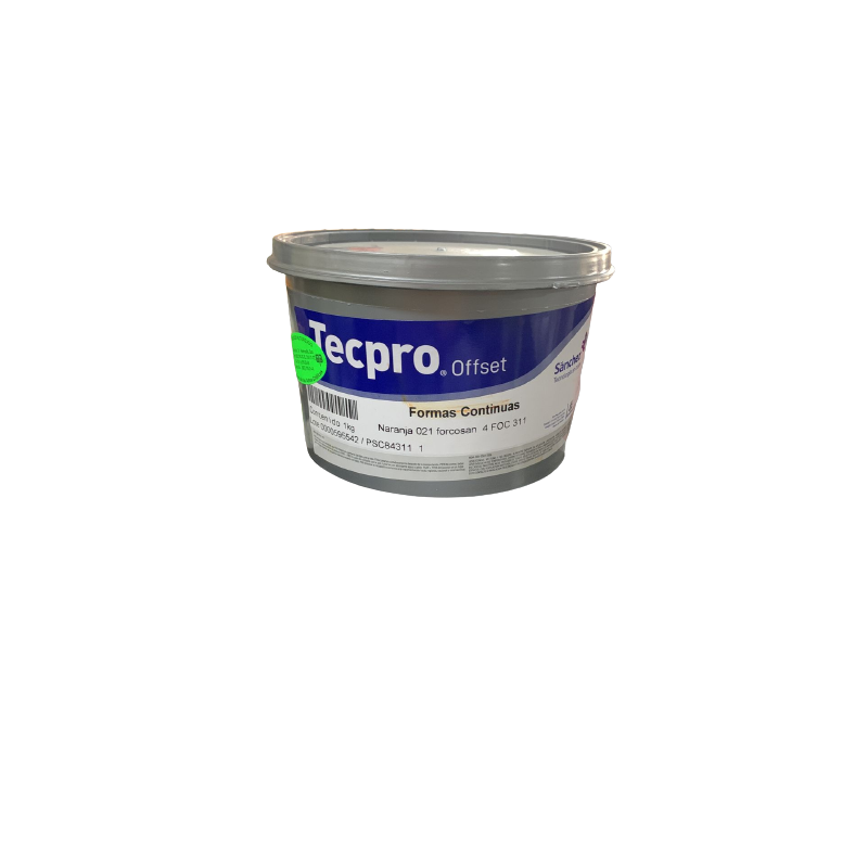 TINTA PARA PRENSA OFFSET COLOR	NARANJA FORCOSAN	CLAVE 021 FOC CONTENIDO 1 KG	MARCA	TECPRO SANCHEZ	PRODUCCION EN MEXICO