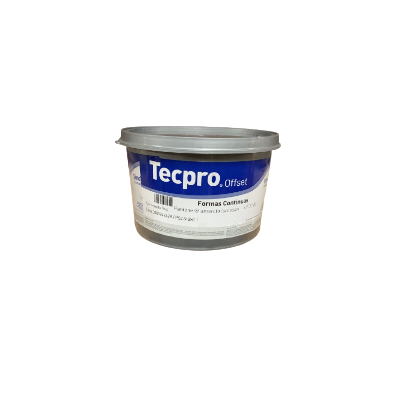 TINTA PARA PRENSA OFFSET COLOR	AMARILLO FORCOSAN	CLAVE 4 FOC 80 CONTENIDO 1 KG	MARCA	TECPRO SANCHEZ	PRODUCCION EN MEXICO